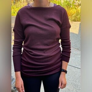 Lululemon Athletica Women’s Burgundy Serenity Cowl Neck Sweater Dress Ribbed
